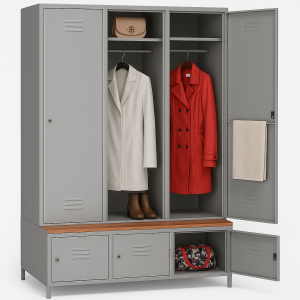 Soyunma dolabı Kirli Temiz Bölmeli Banklı Ayakkabılıklı - Görsel 3