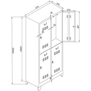 Çelik Soyunma Dolabı Dörtlü - Görsel 4